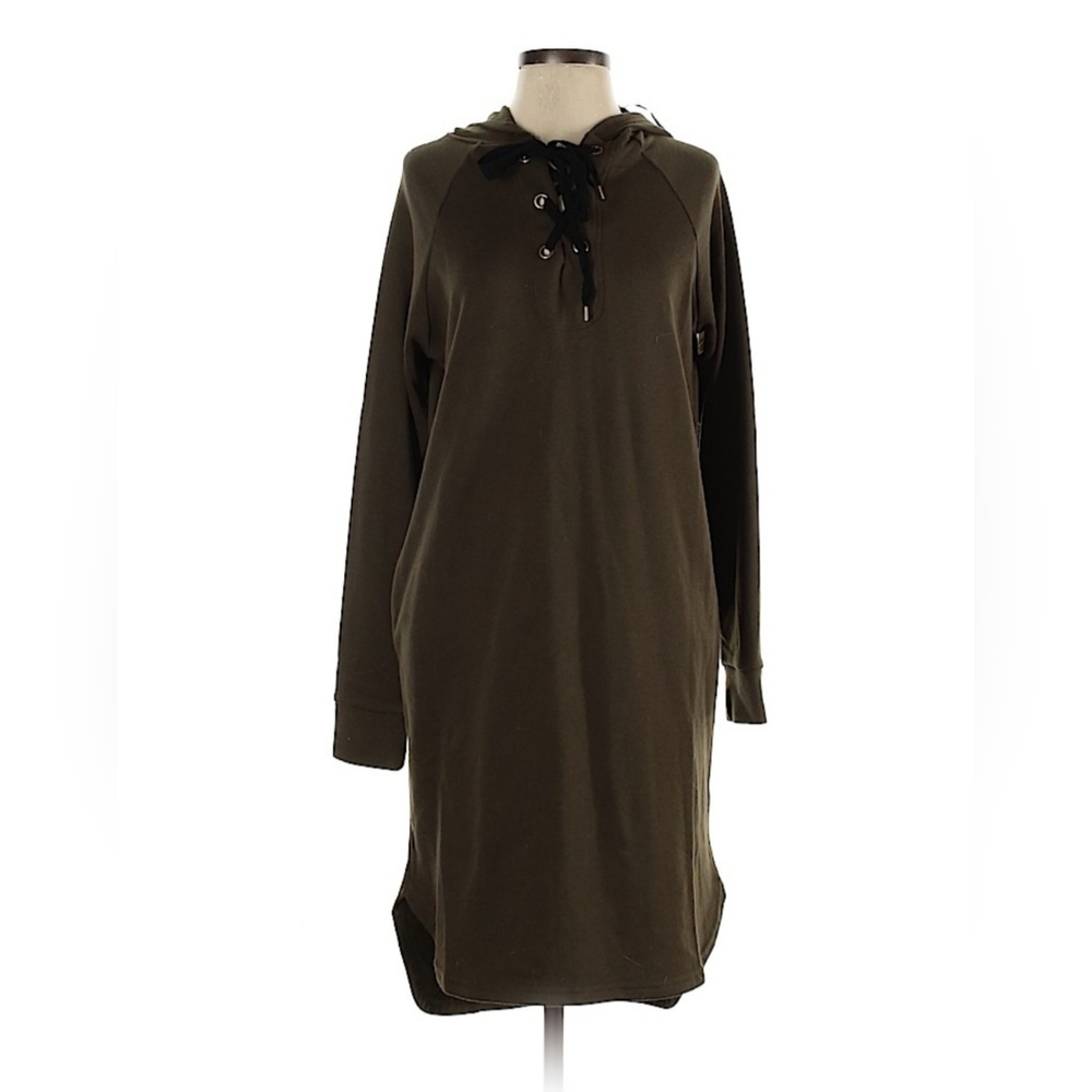Love Stitch Green Long Sleeve Hoodie Dress